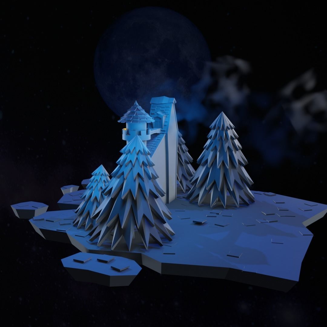 Cartoon Castle Low-poly 3D model_14