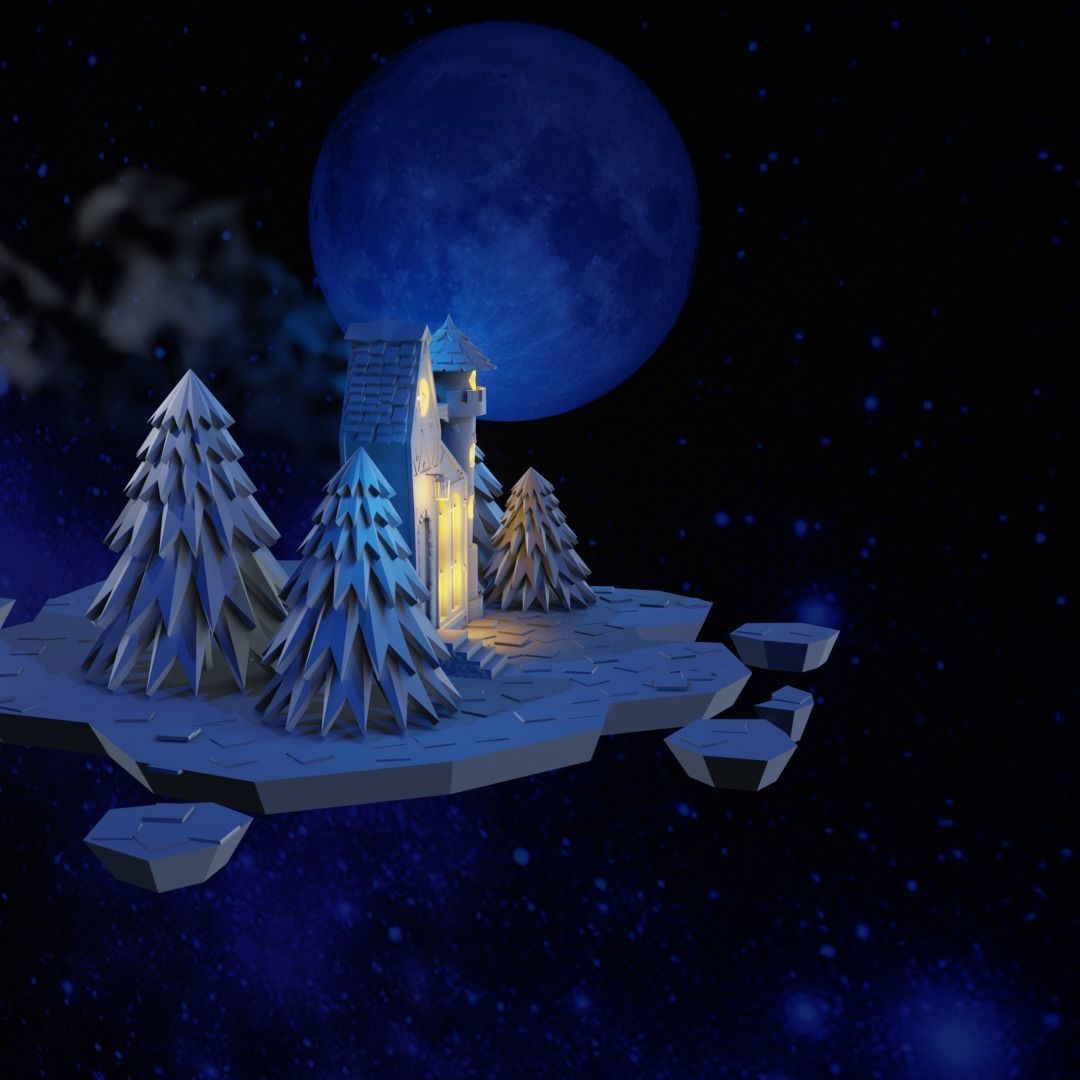 Cartoon Castle Low-poly 3D model_4