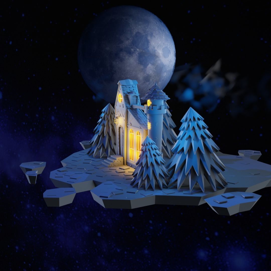 Cartoon Castle Low-poly 3D model_17