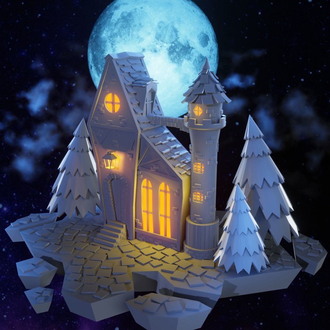Cartoon Castle Low-poly 3D model_26