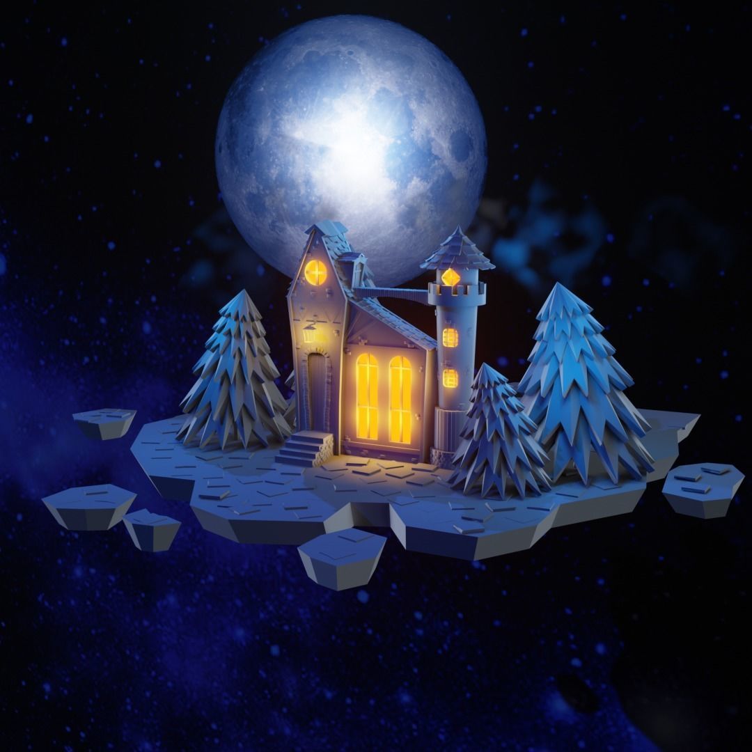 Cartoon Castle Low-poly 3D model_19