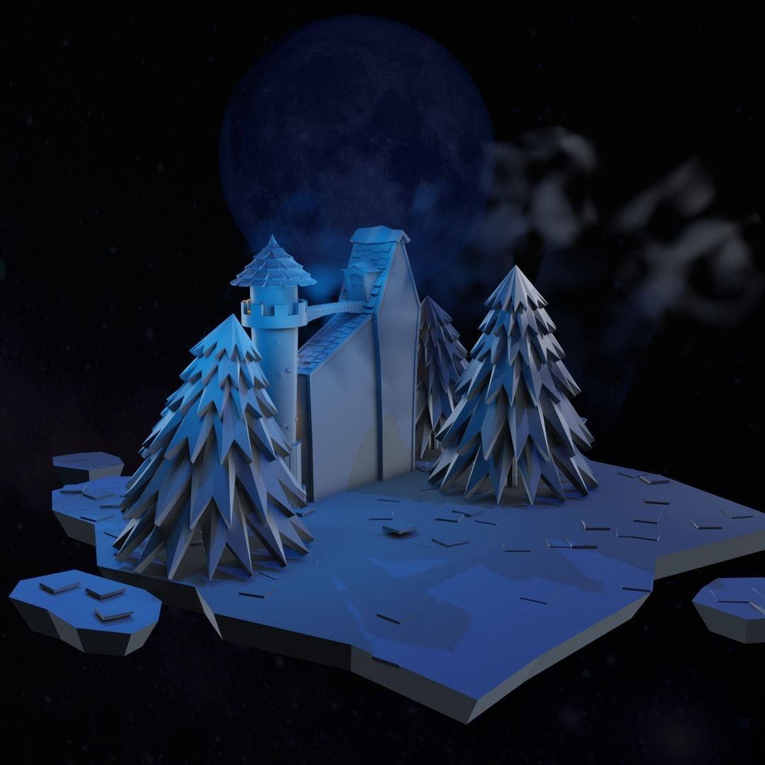 Cartoon Castle Low-poly 3D model_13