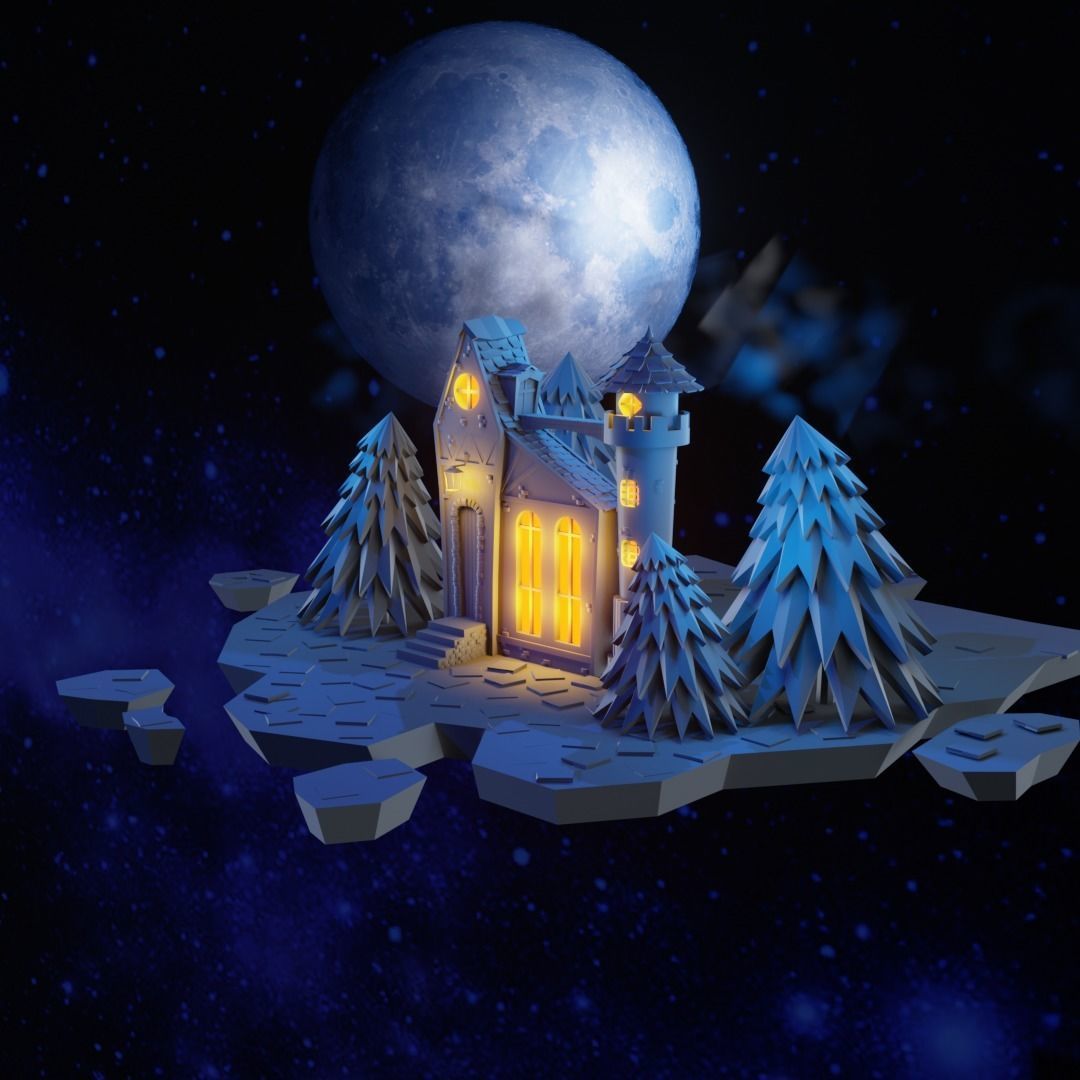 Cartoon Castle Low-poly 3D model_18