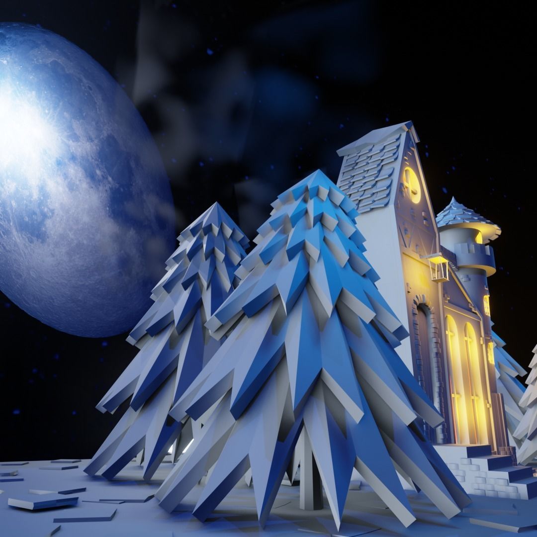 Cartoon Castle Low-poly 3D model_24