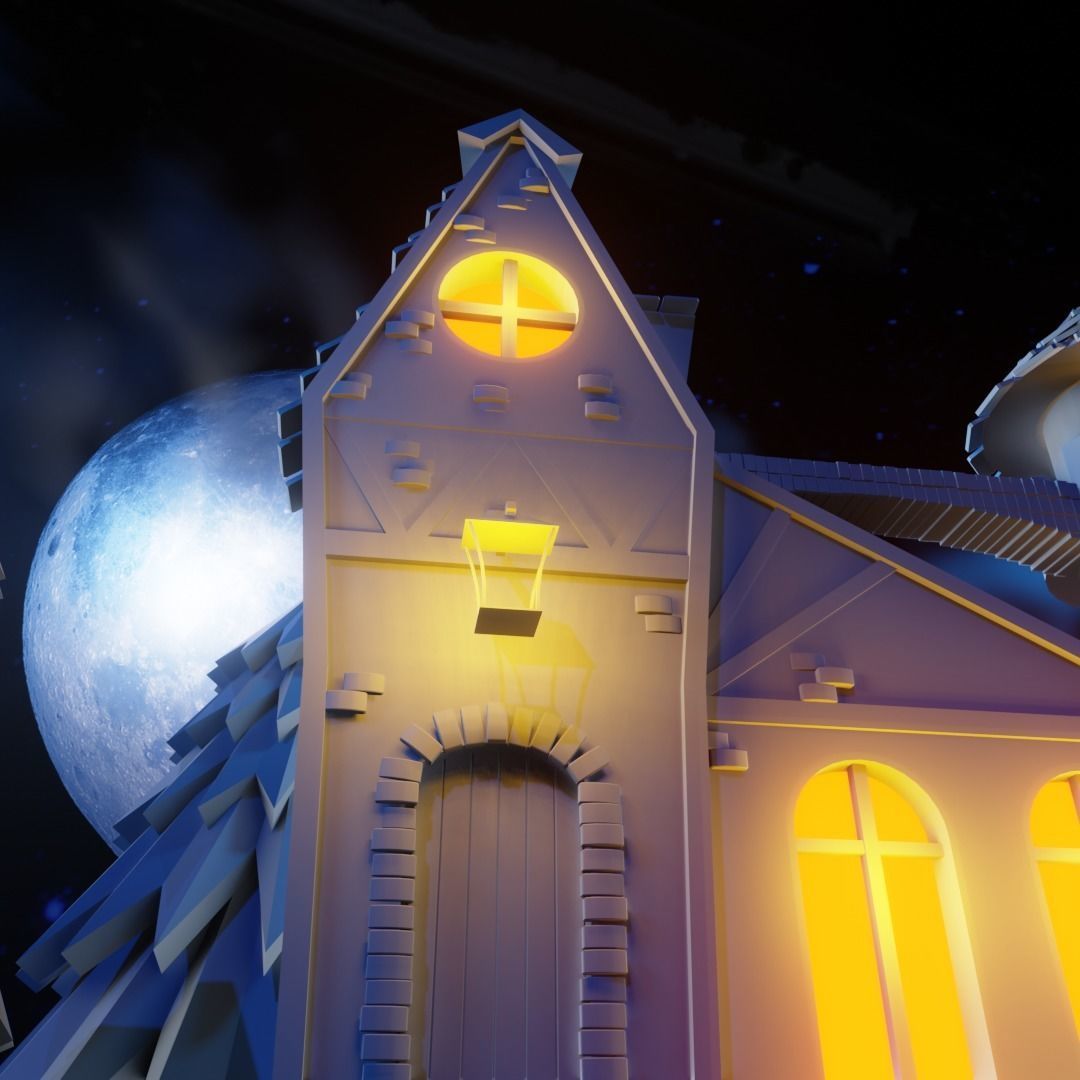 Cartoon Castle Low-poly 3D model_21