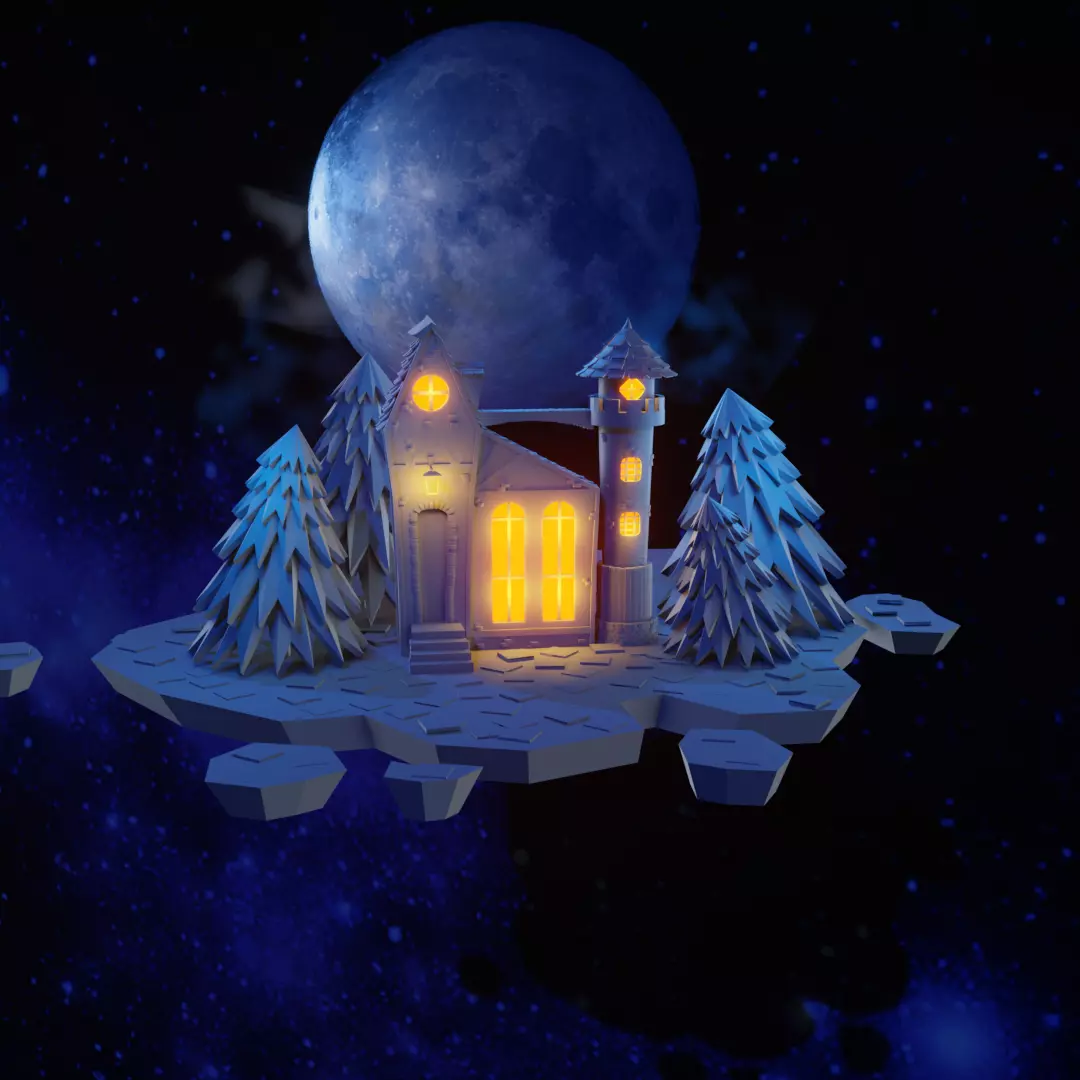 Cartoon Castle Low-poly 3D model_0