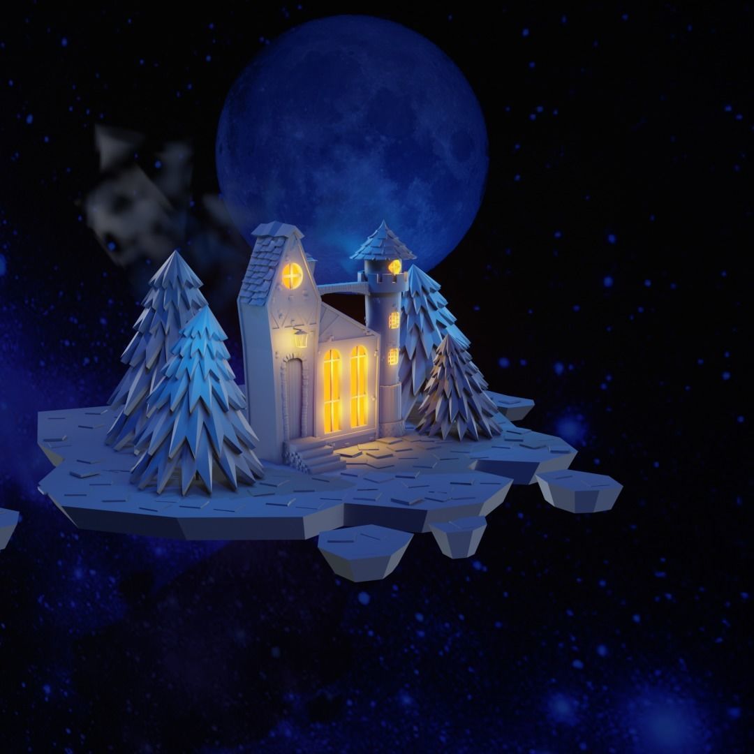 Cartoon Castle Low-poly 3D model_2