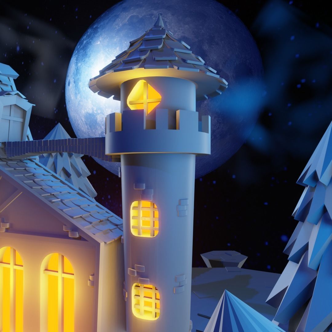 Cartoon Castle Low-poly 3D model_22