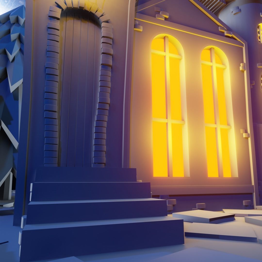 Cartoon Castle Low-poly 3D model_23