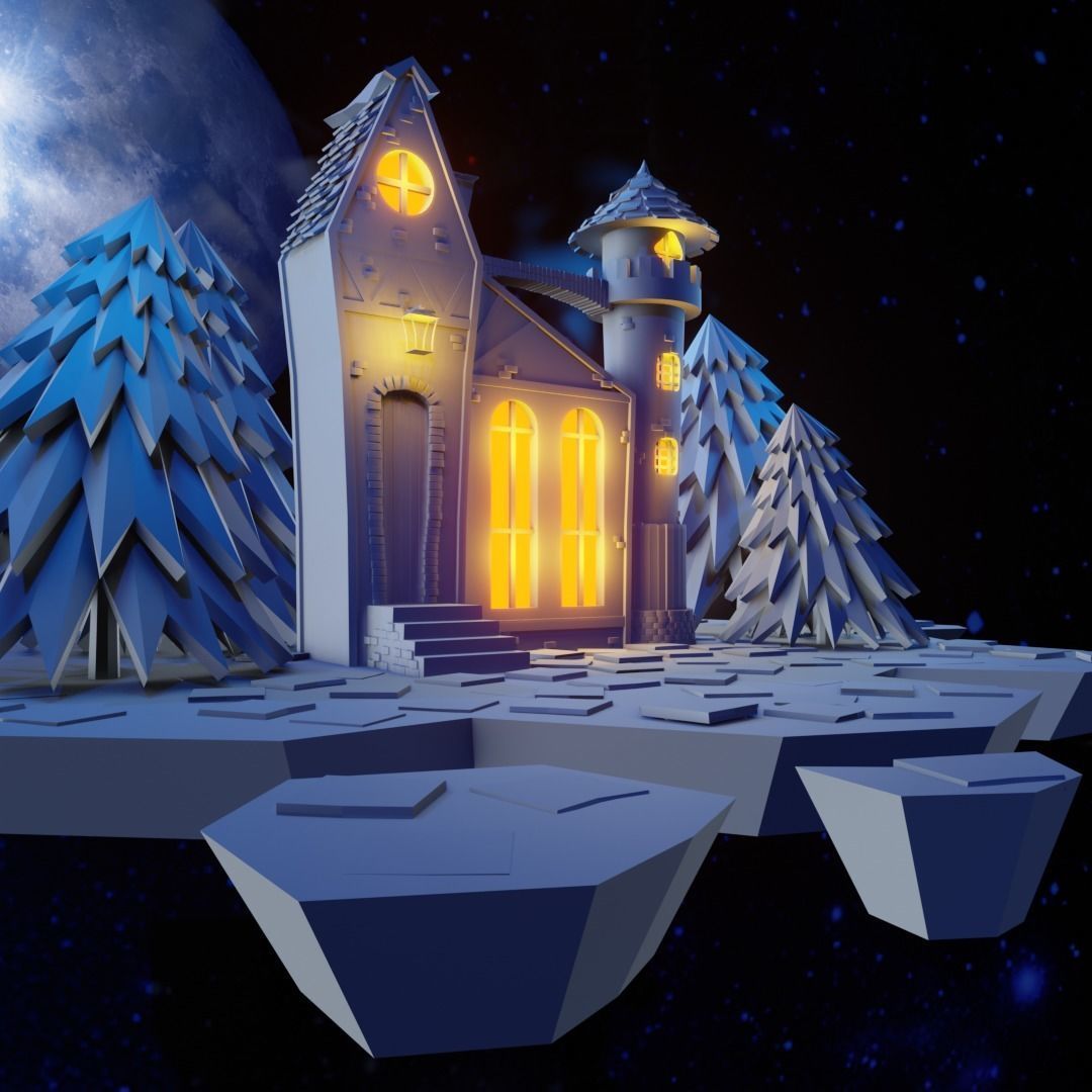 Cartoon Castle Low-poly 3D model_25