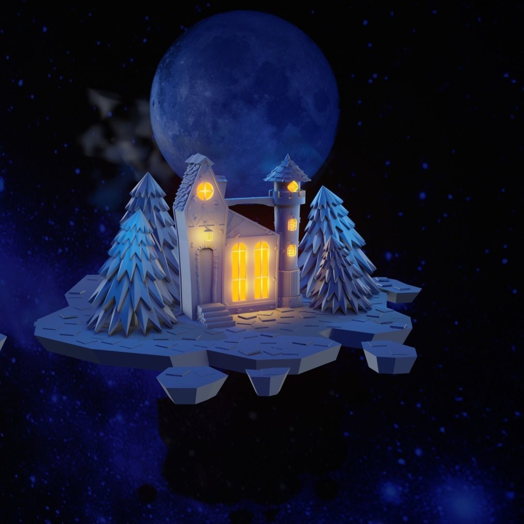 Cartoon Castle Low-poly 3D model_1