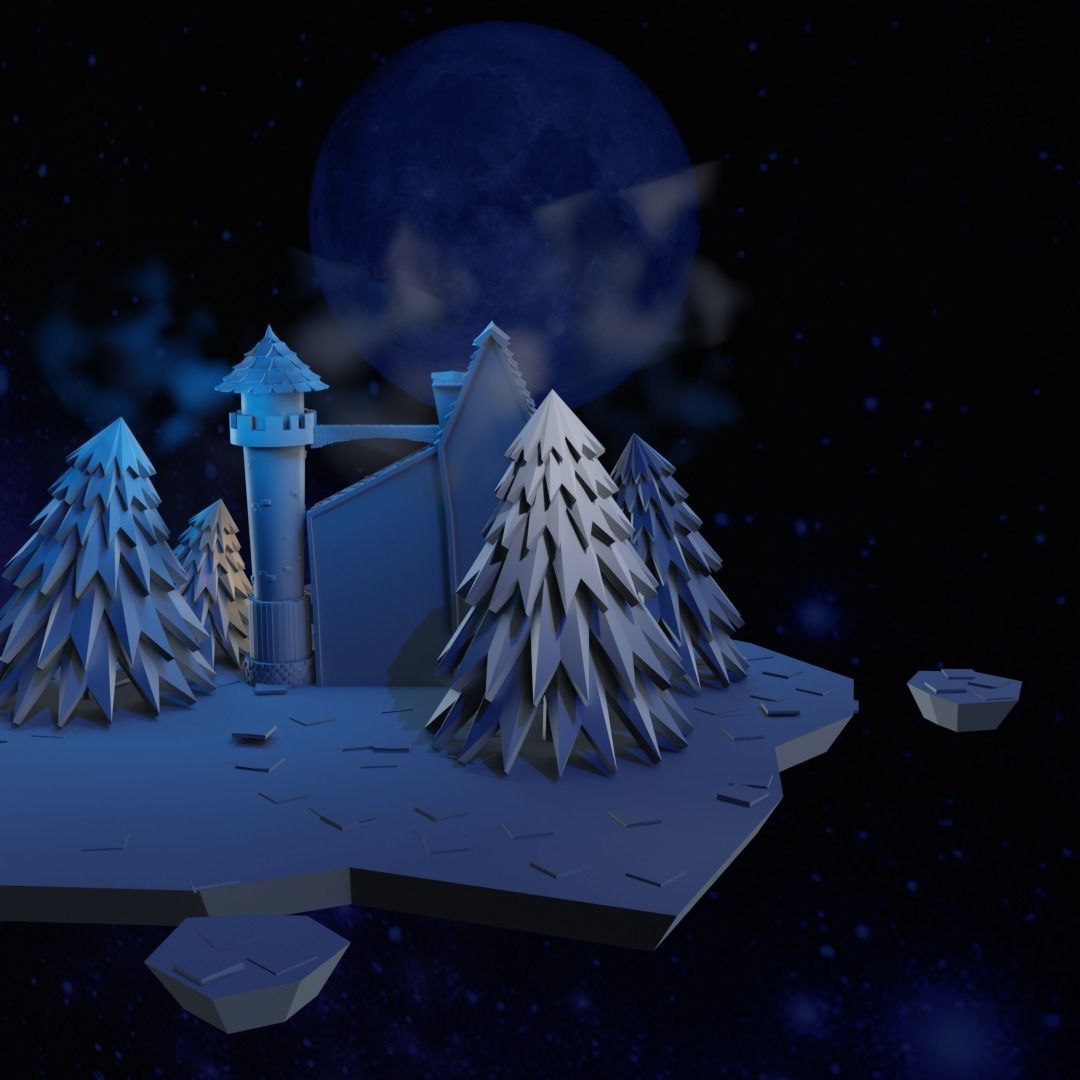 Cartoon Castle Low-poly 3D model_10