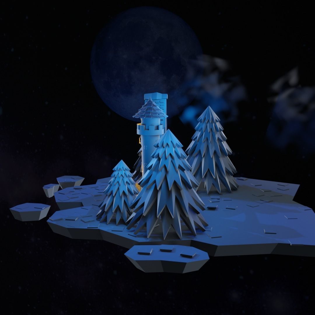 Cartoon Castle Low-poly 3D model_15