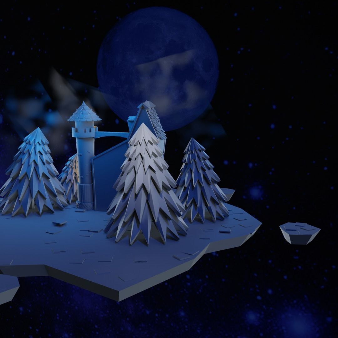 Cartoon Castle Low-poly 3D model_9