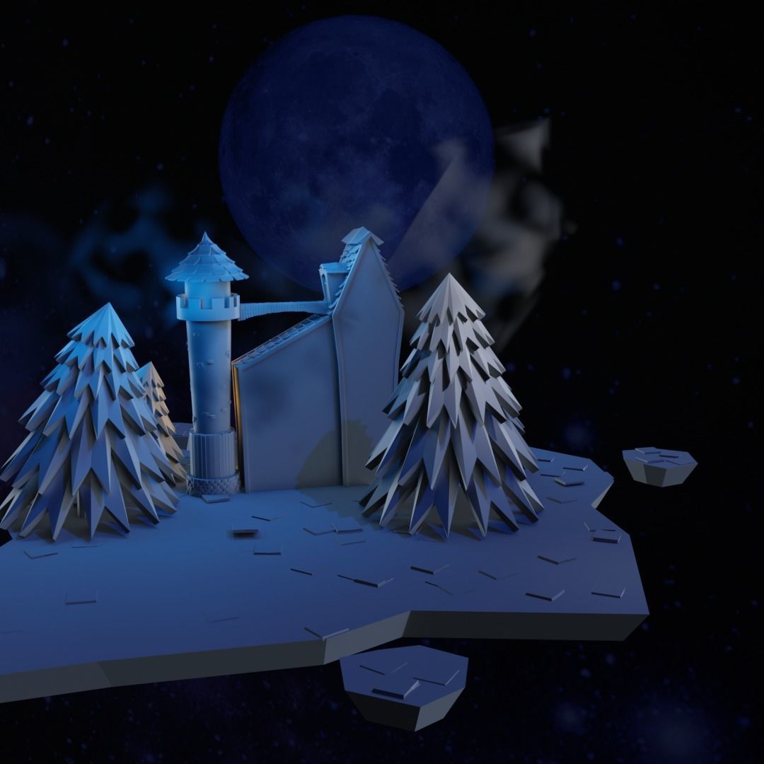 Cartoon Castle Low-poly 3D model_11