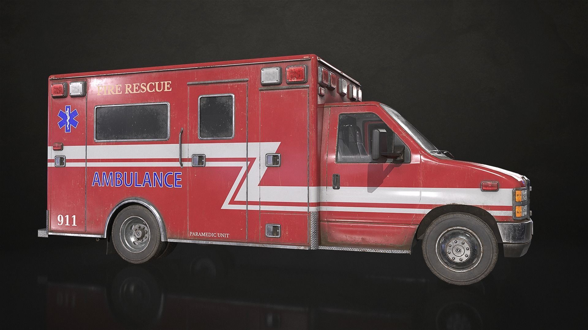 Ambulance Type 3 - V2 Low-poly 3D model_6
