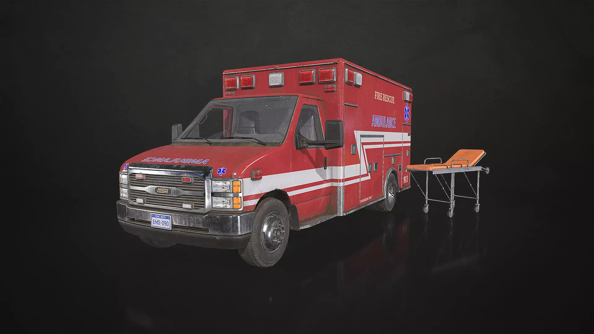 Ambulance Type 3 - V2 Low-poly 3D model_0
