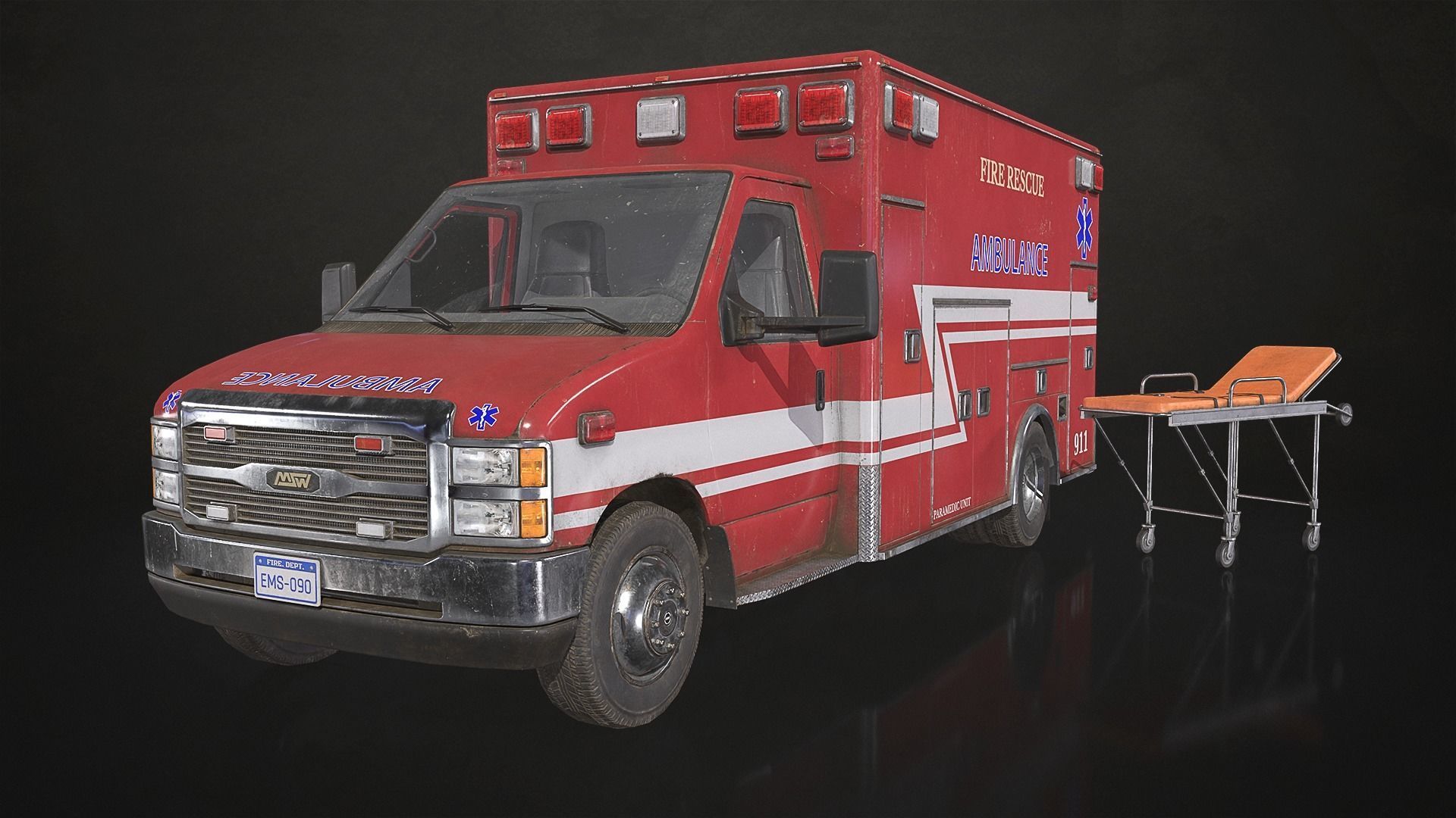 Ambulance Type 3 - V2 Low-poly 3D model_2