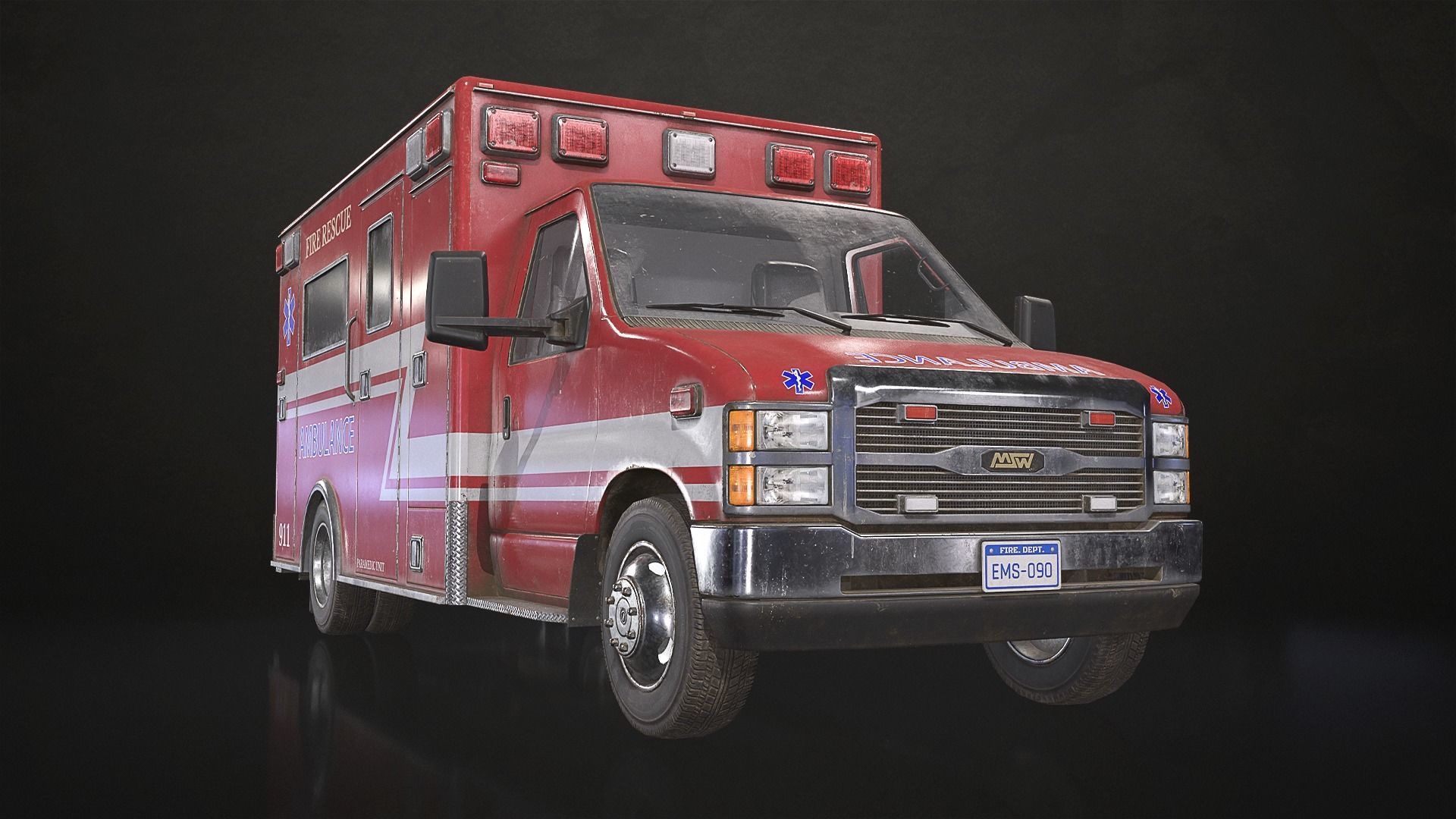 Ambulance Type 3 - V2 Low-poly 3D model_4