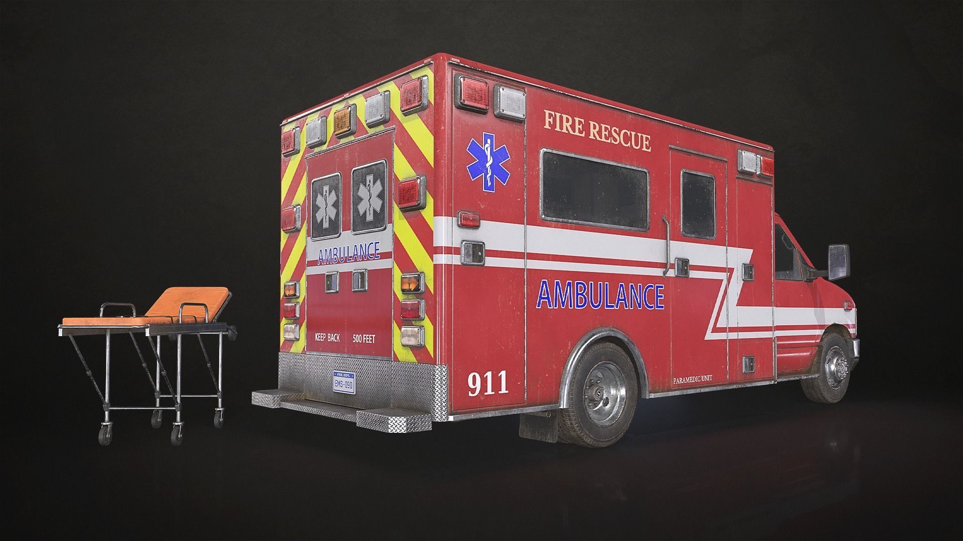 Ambulance Type 3 - V2 Low-poly 3D model_3