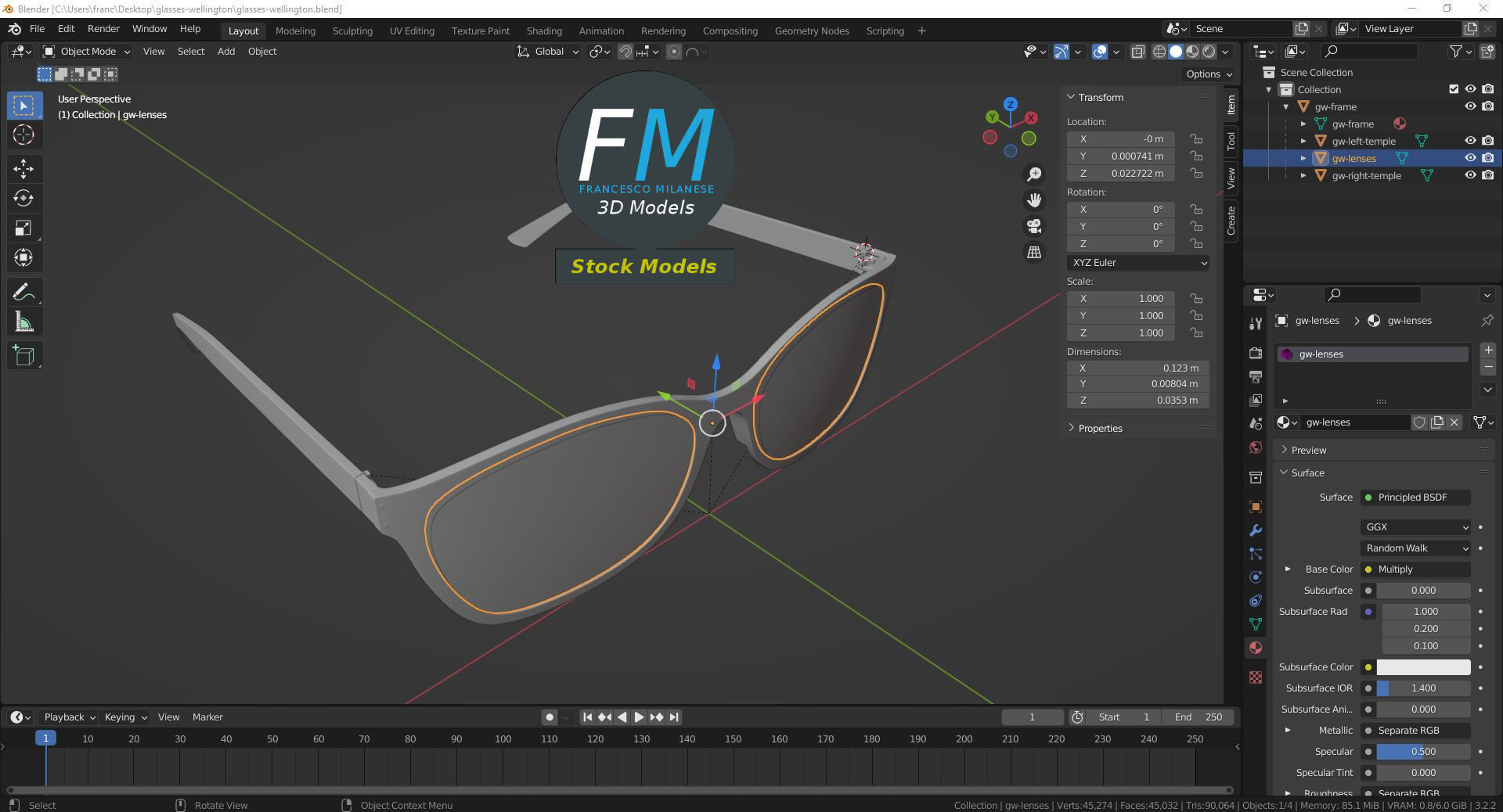 Glasses Wellington 3D model_9