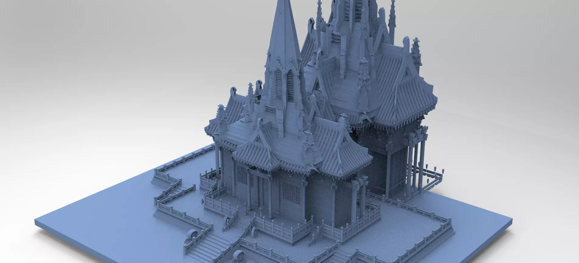 Japanese Temple Warrior Dome 2 3D model