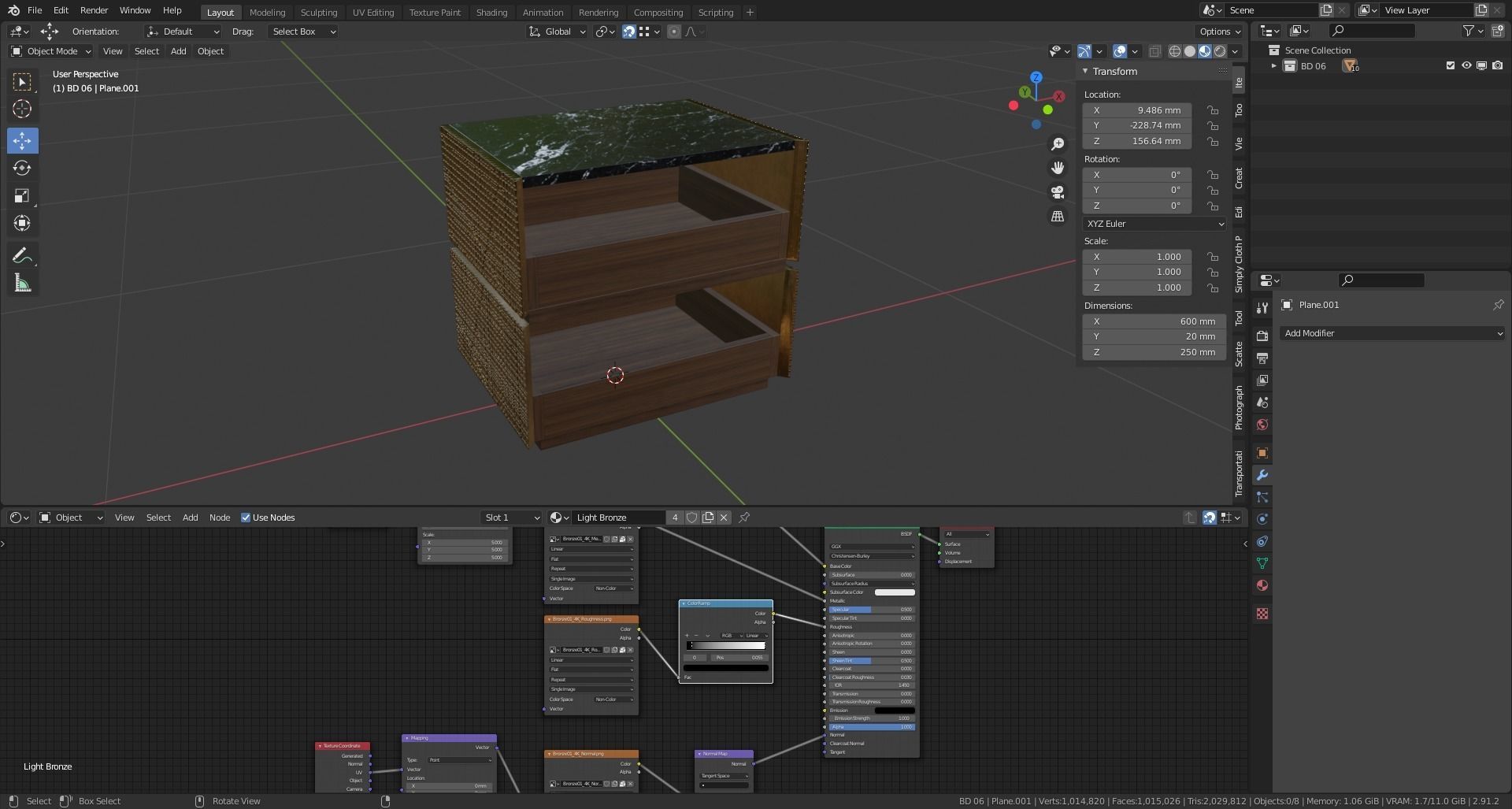 BD 06 Bedside Table with interior designed by Bartoli Design 3D model_10