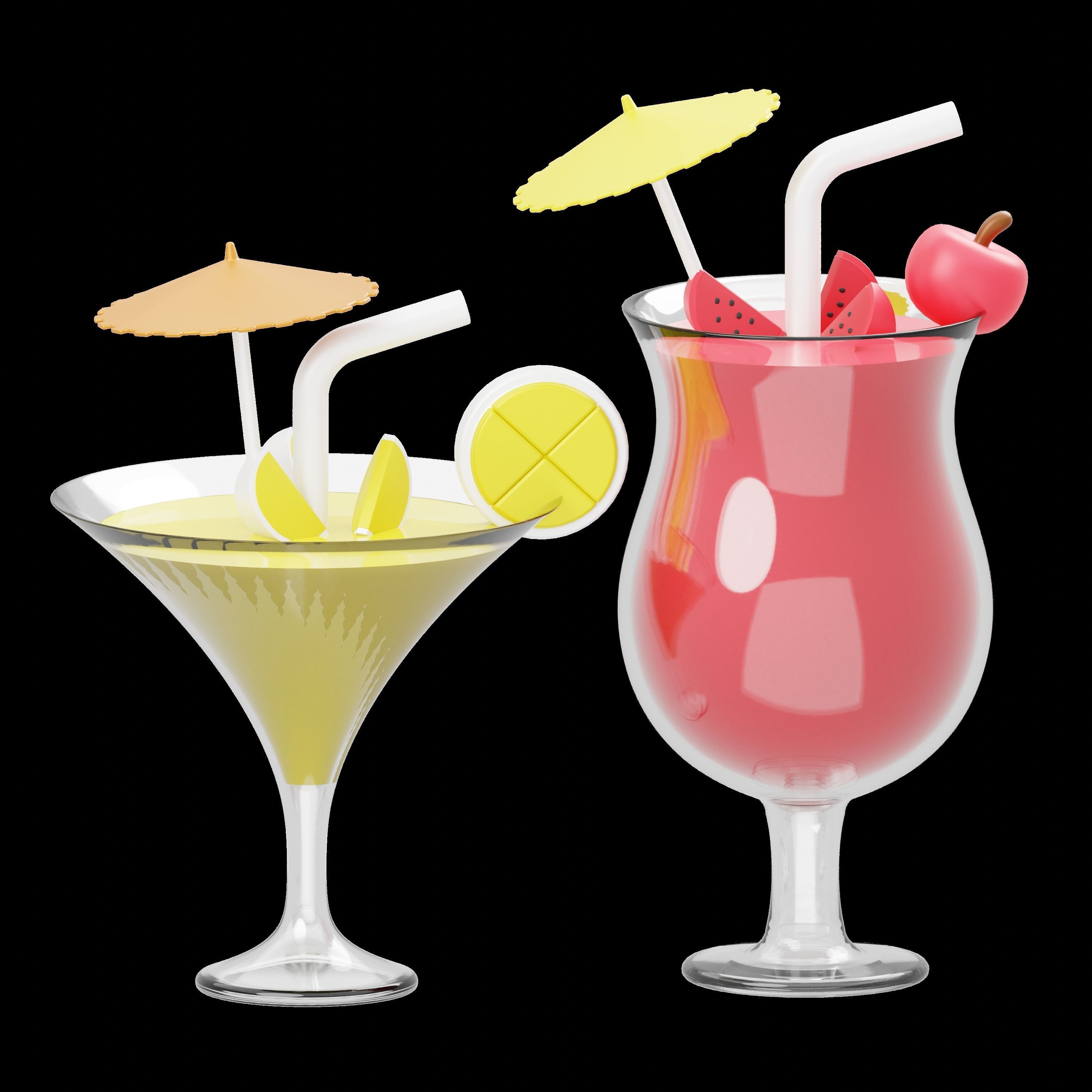 Summer 3D Illustration Low-poly 3D model_10