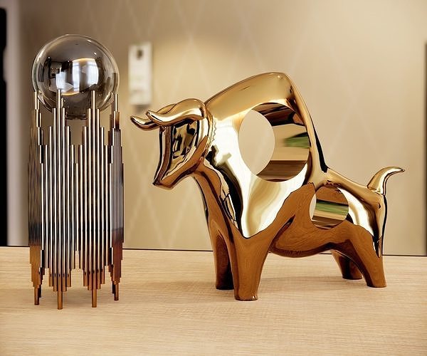 golden metal tableware 3D model