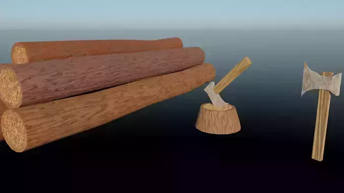 Axe and Logs Free 3D model