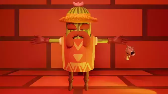 Cactus character Low-poly 3D model