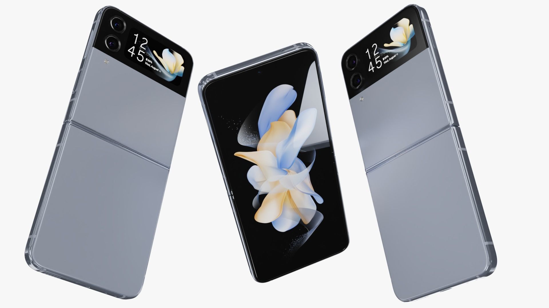 Samsung Galaxy Z Flip 4 Blue Rigged Low-poly 3D model_3