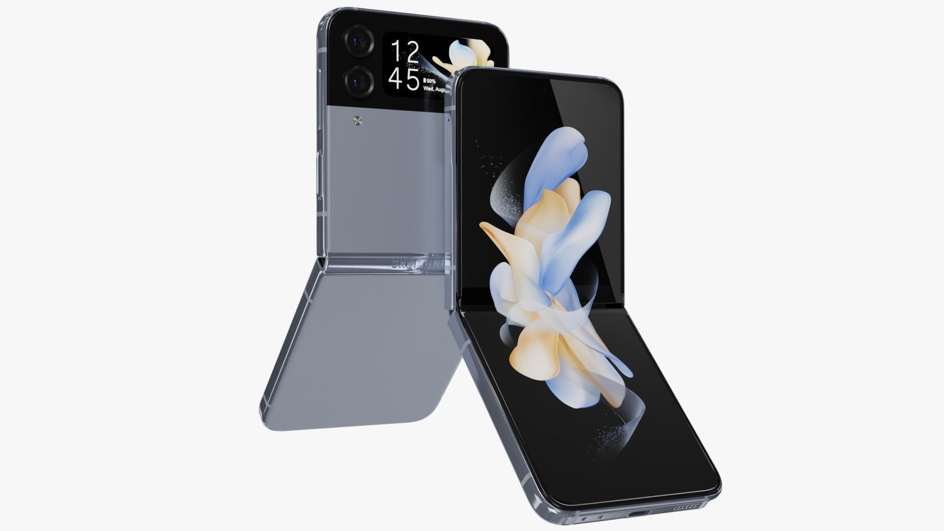 Samsung Galaxy Z Flip 4 Blue Rigged Low-poly 3D model_1