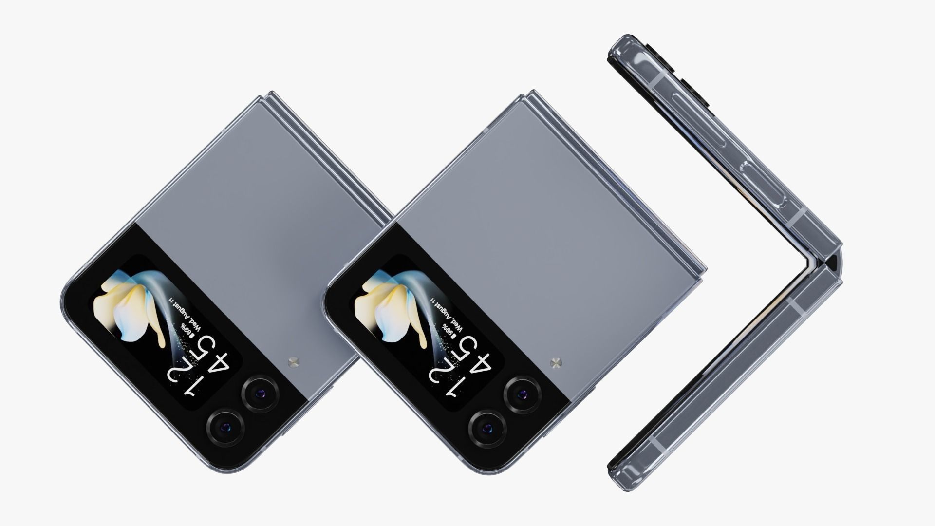 Samsung Galaxy Z Flip 4 Blue Rigged Low-poly 3D model_13