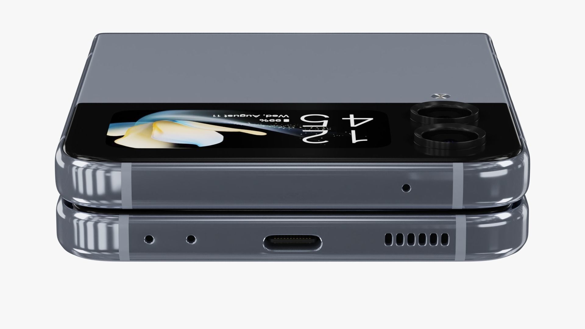 Samsung Galaxy Z Flip 4 Blue Rigged Low-poly 3D model_10