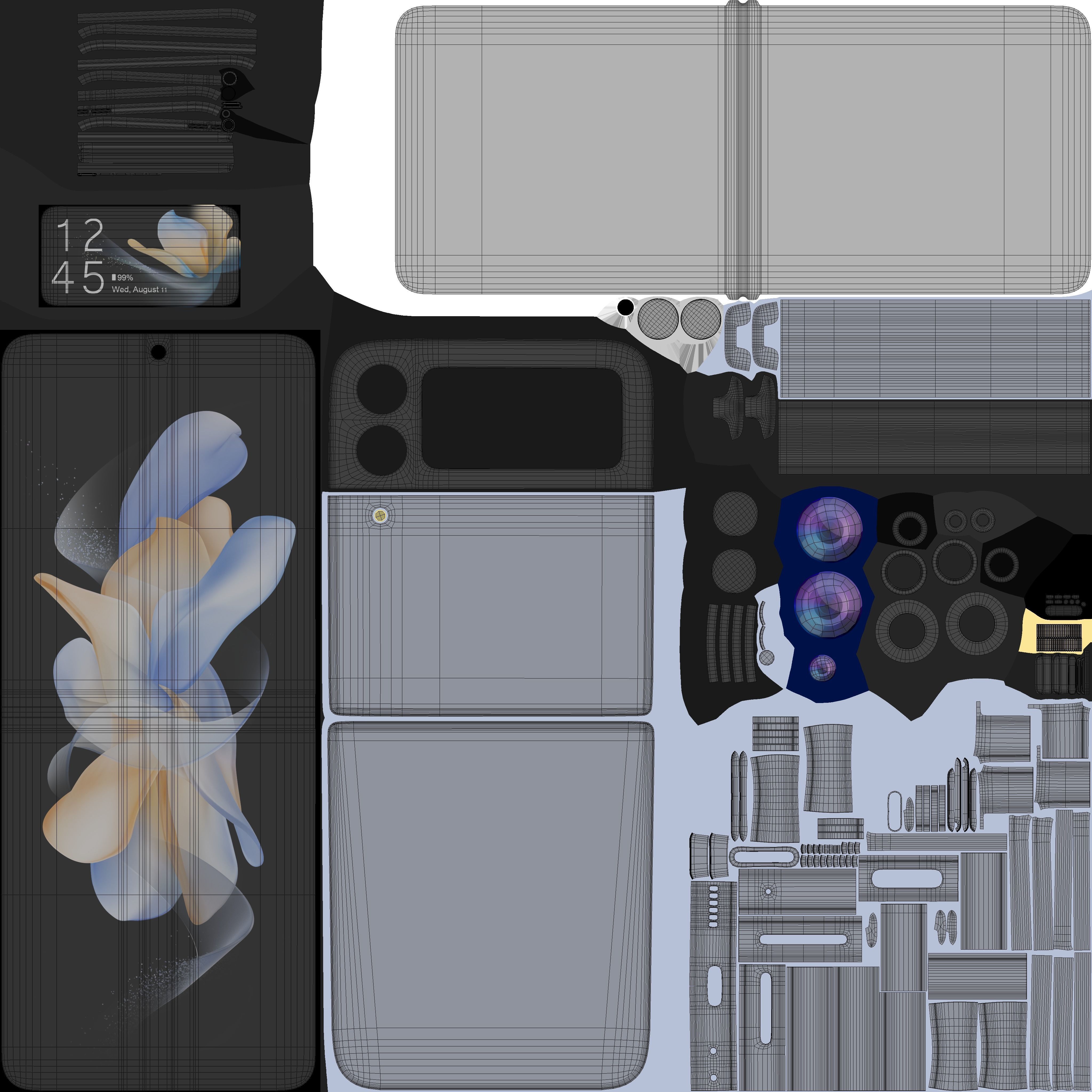 Samsung Galaxy Z Flip 4 Blue Rigged Low-poly 3D model_14