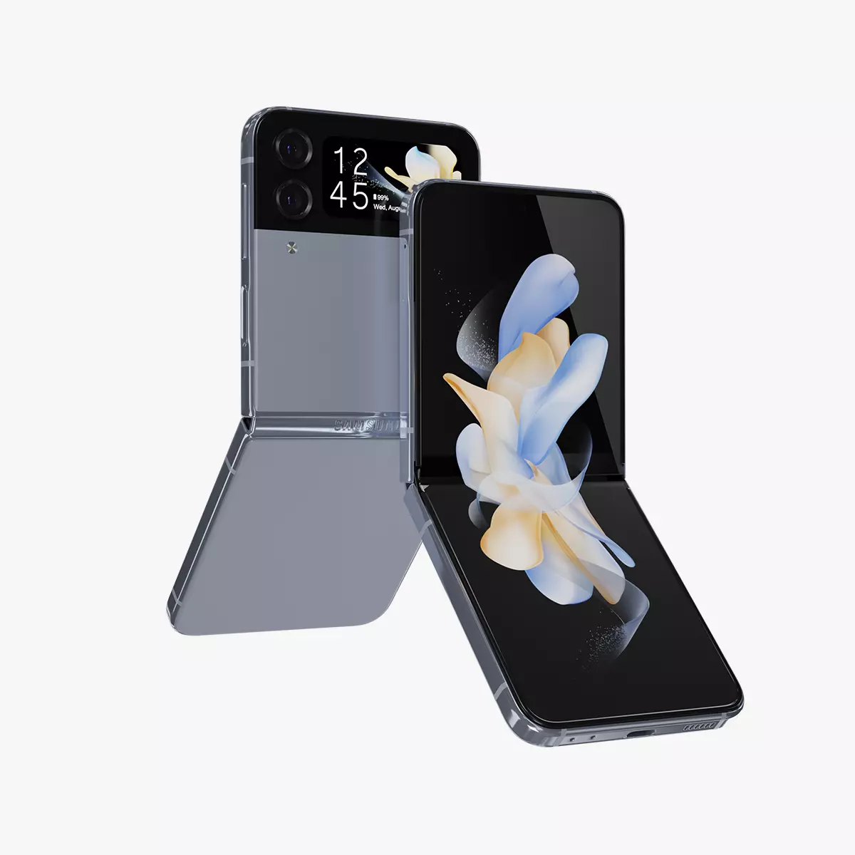 Samsung Galaxy Z Flip 4 Blue Rigged Low-poly 3D model_0