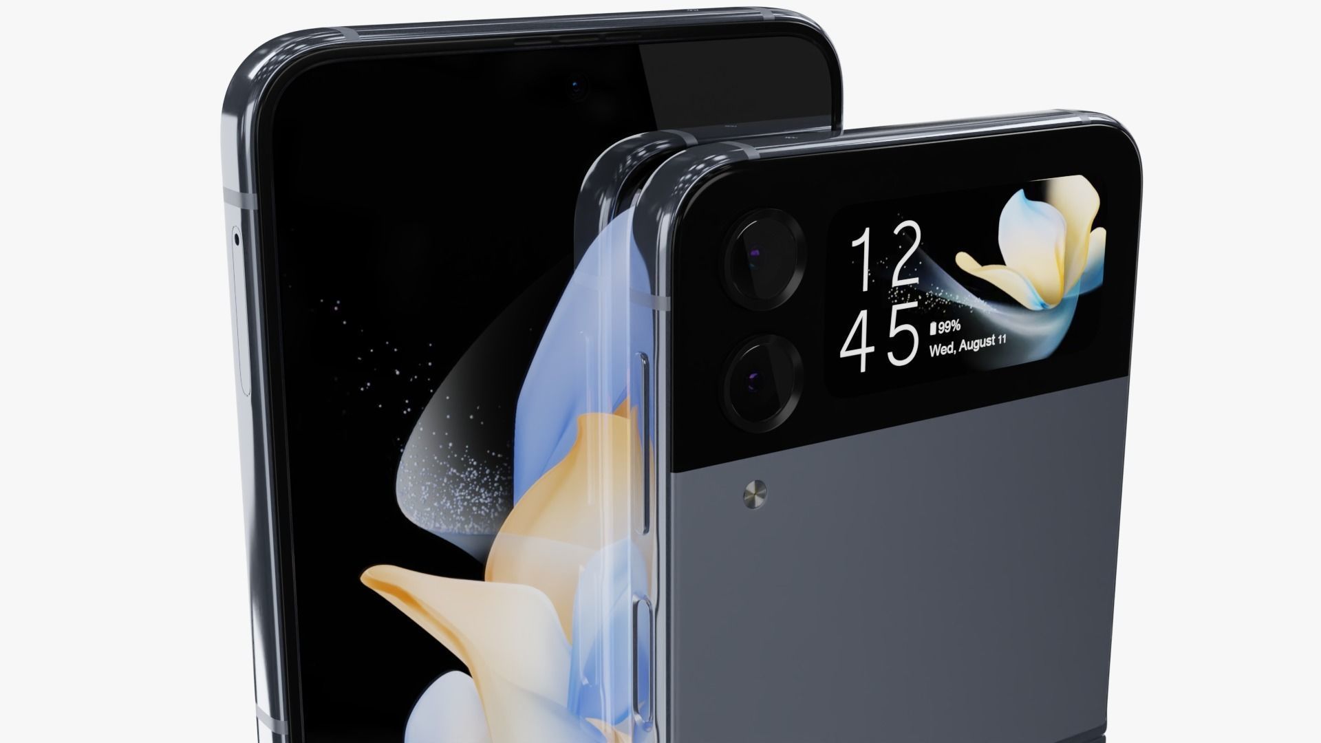 Samsung Galaxy Z Flip 4 Blue Rigged Low-poly 3D model_11