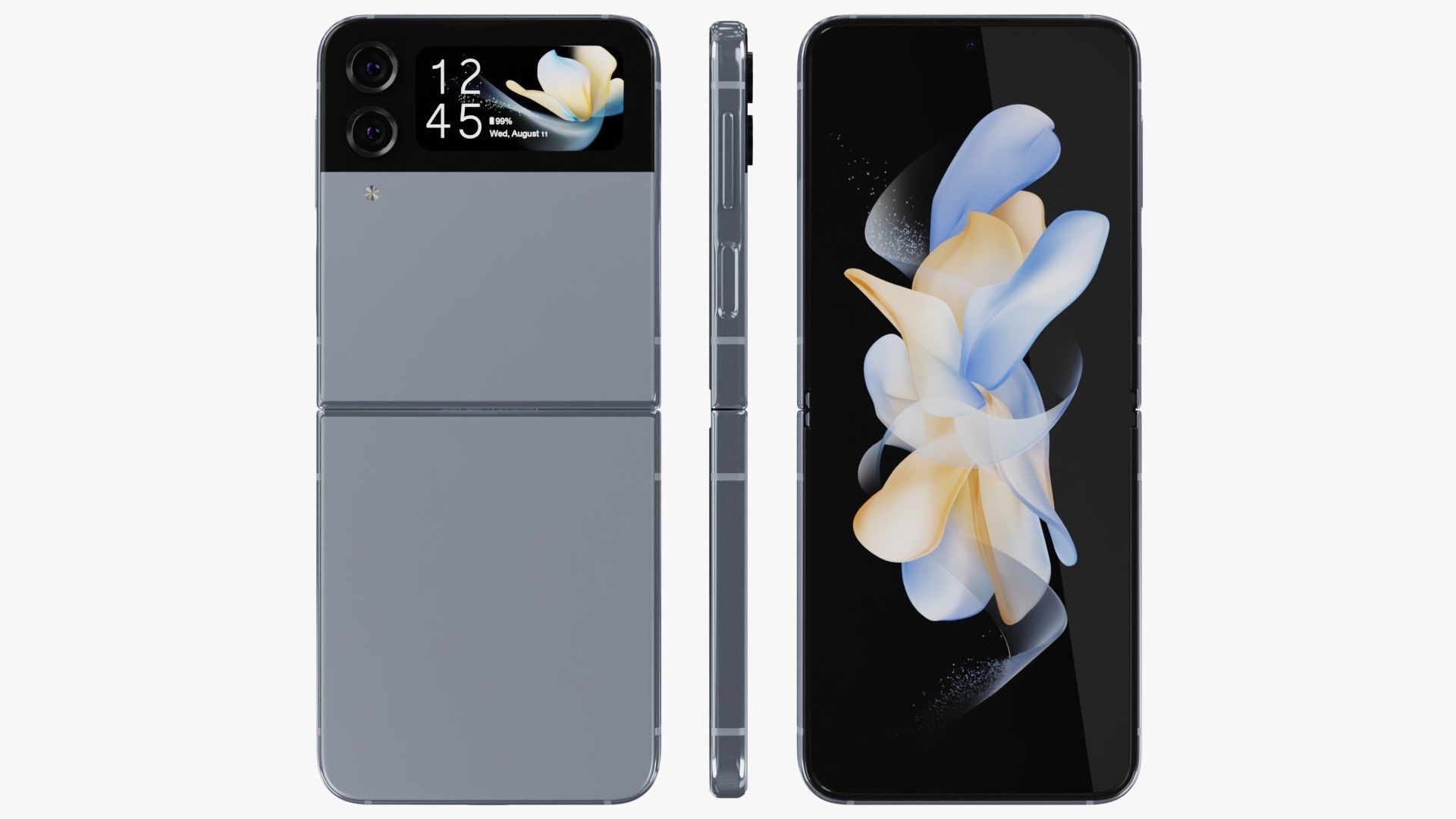 Samsung Galaxy Z Flip 4 Blue Rigged Low-poly 3D model_2