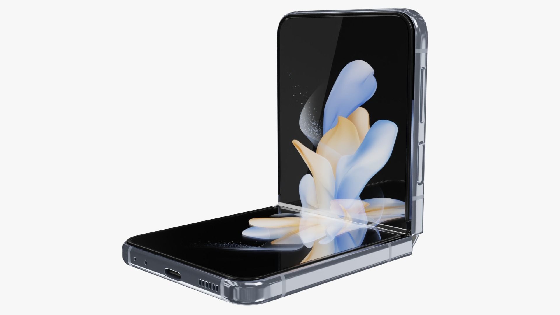 Samsung Galaxy Z Flip 4 Blue Rigged Low-poly 3D model_12