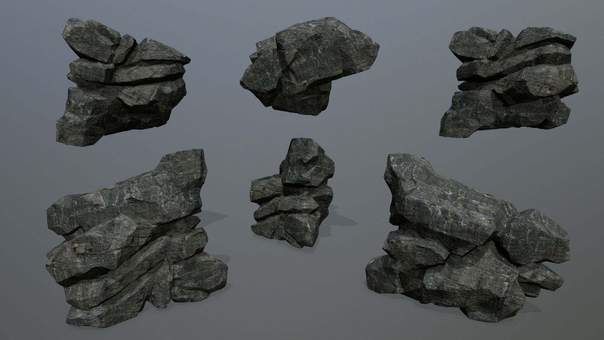 cliff rocks Low-poly 3D model_9
