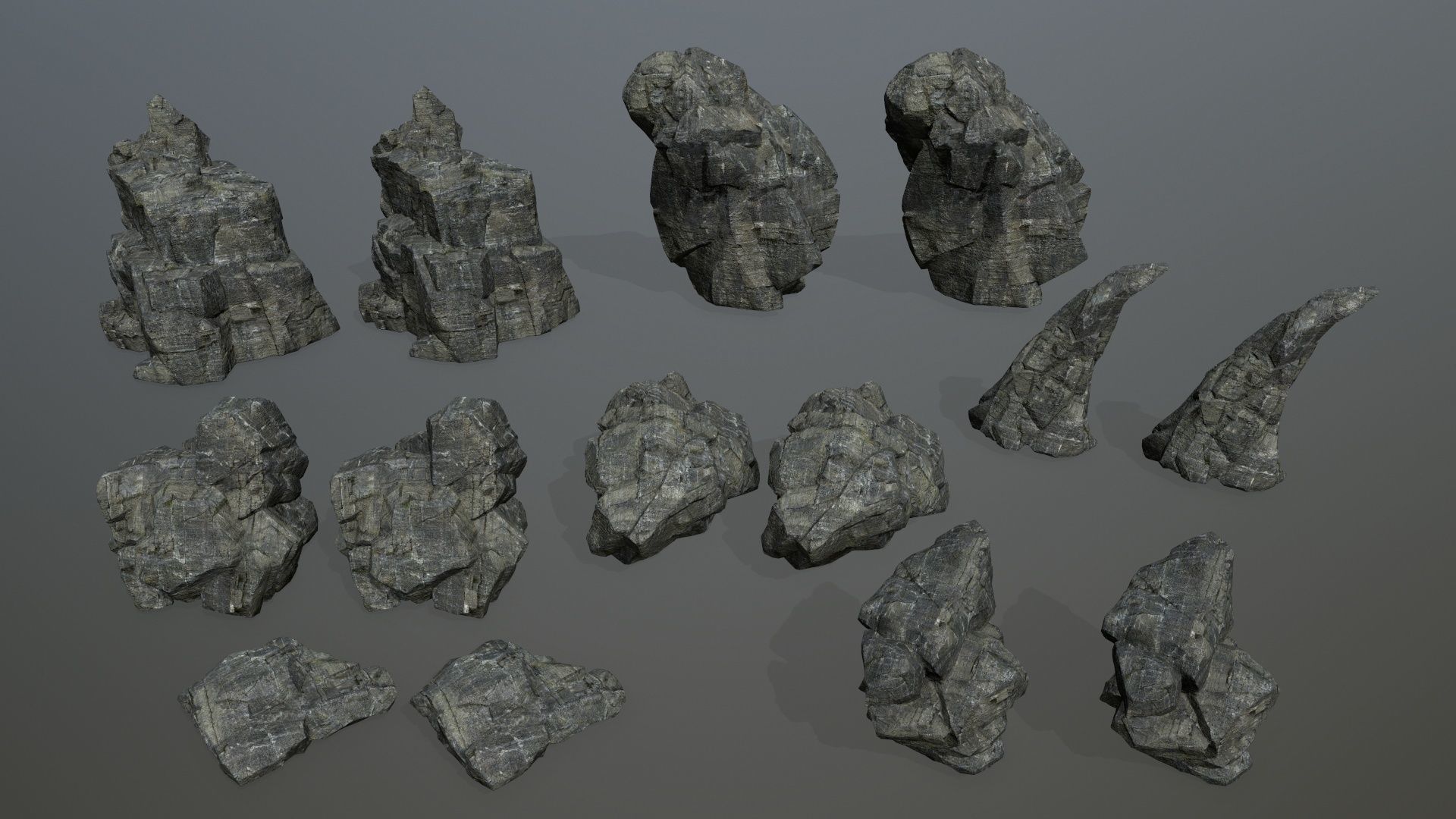cliff rocks Low-poly 3D model_15