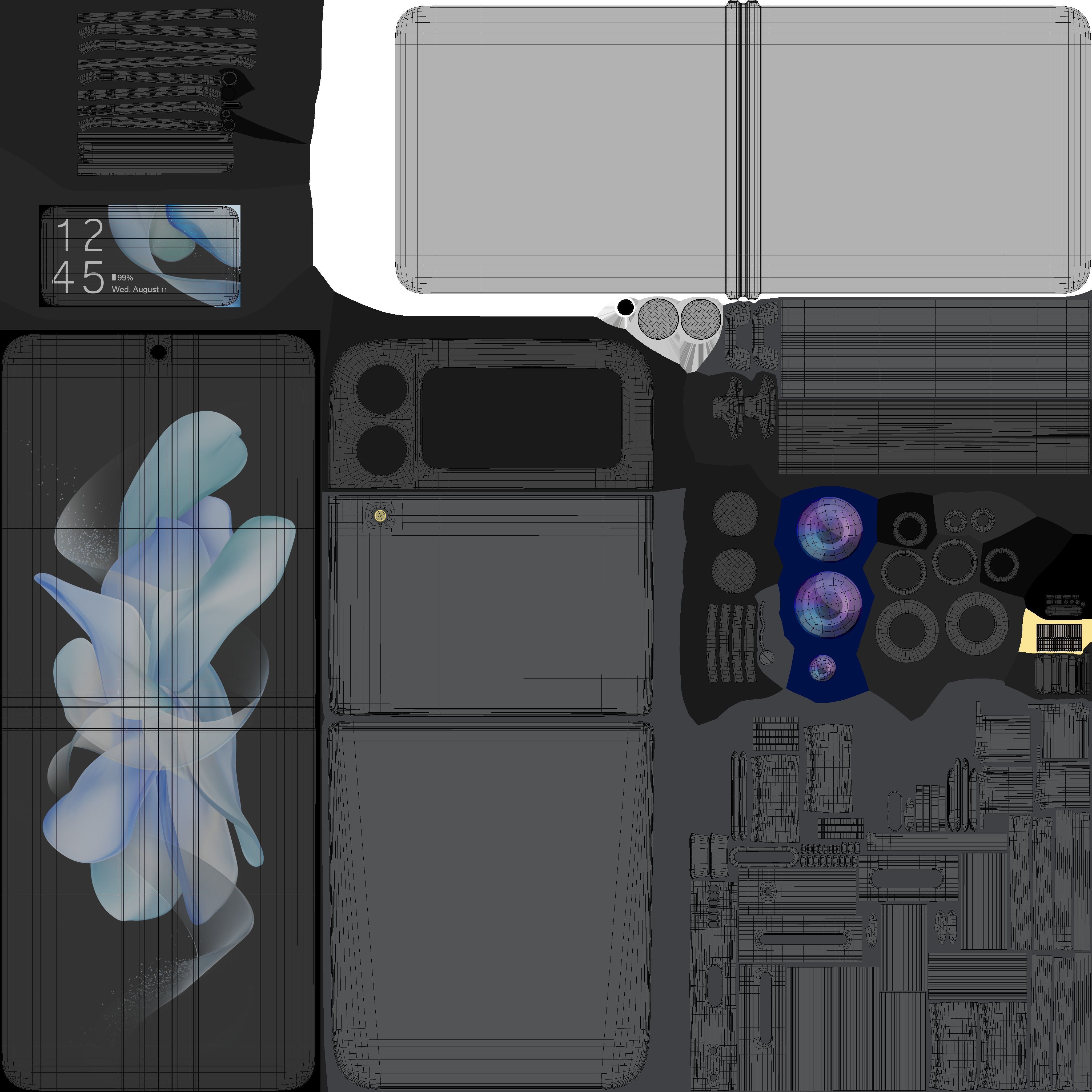 Samsung Galaxy Z Flip 4 Graphite Rigged Low-poly 3D model_14