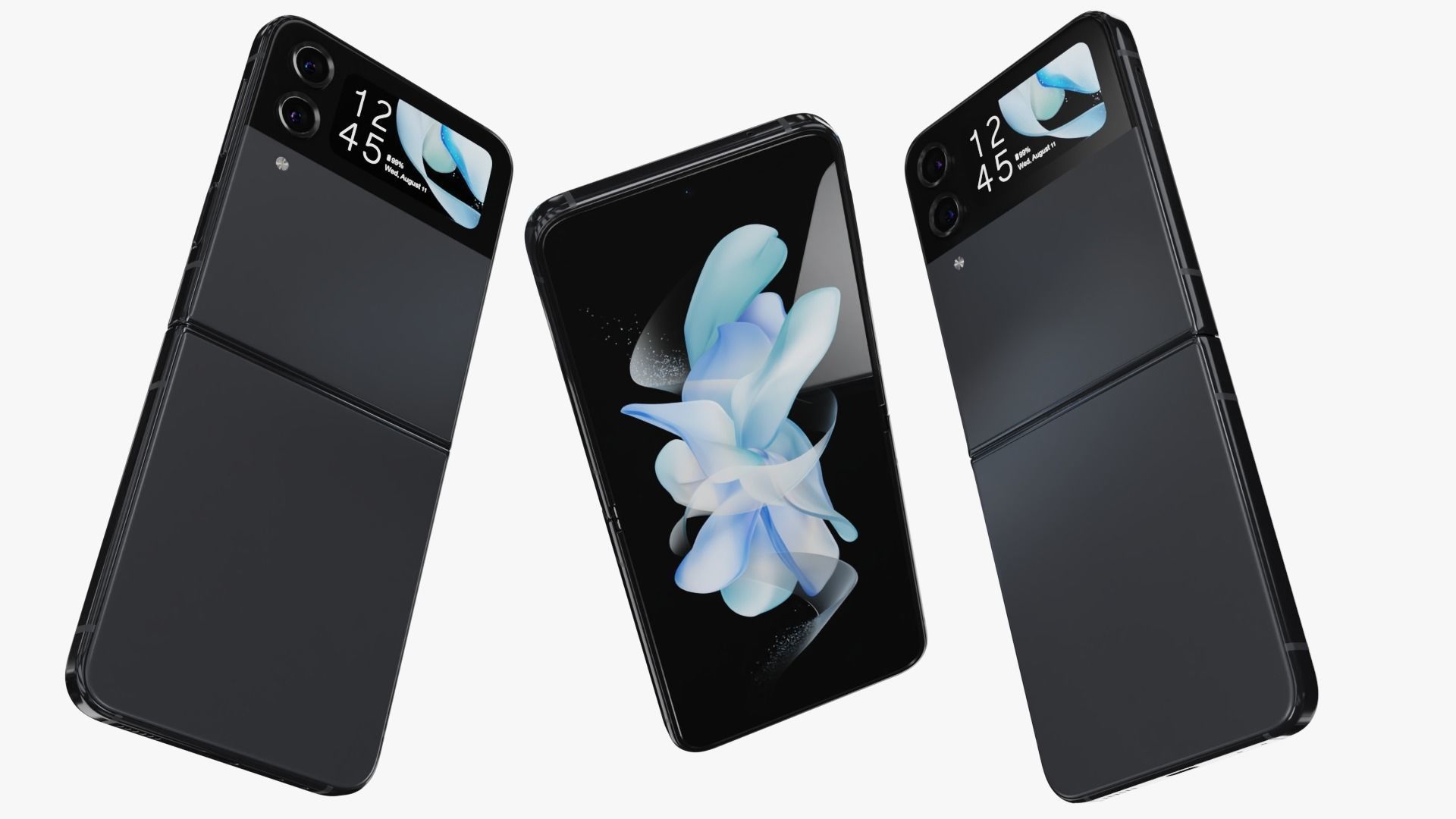 Samsung Galaxy Z Flip 4 Graphite Rigged Low-poly 3D model_3