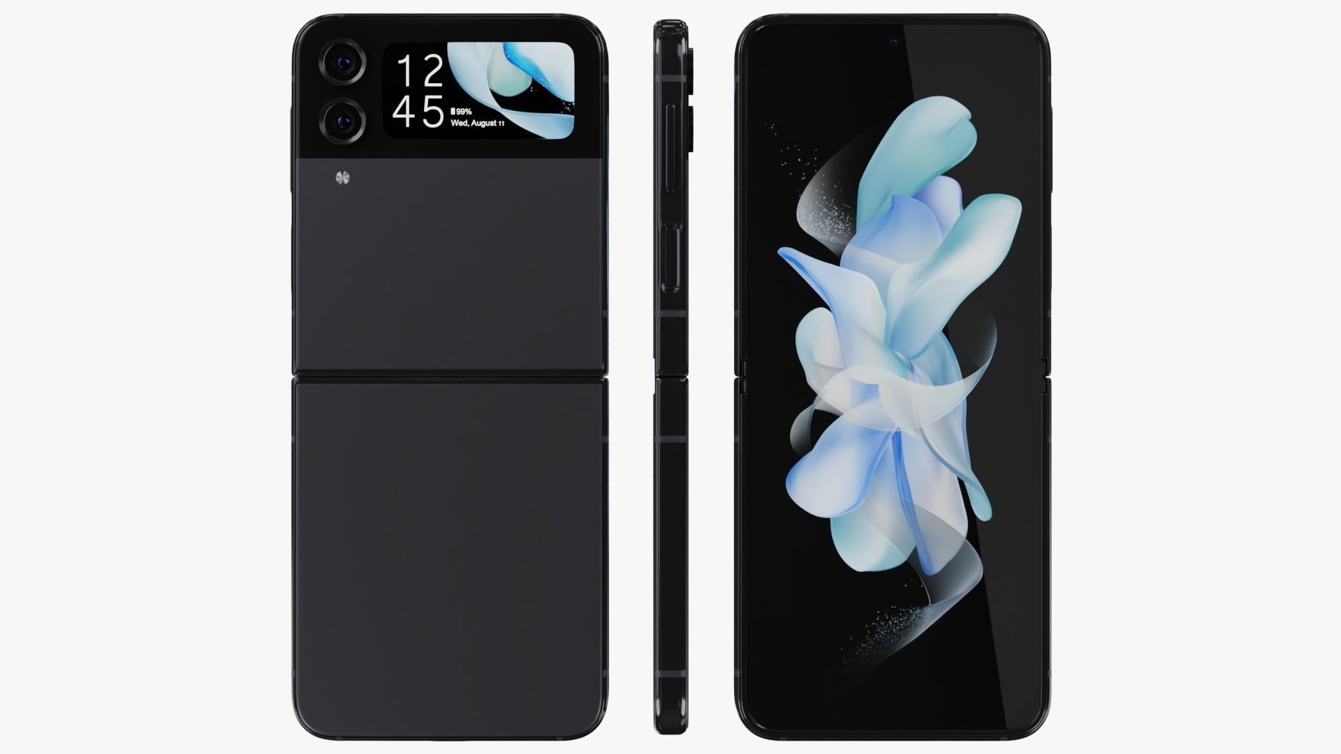 Samsung Galaxy Z Flip 4 Graphite Rigged Low-poly 3D model_2