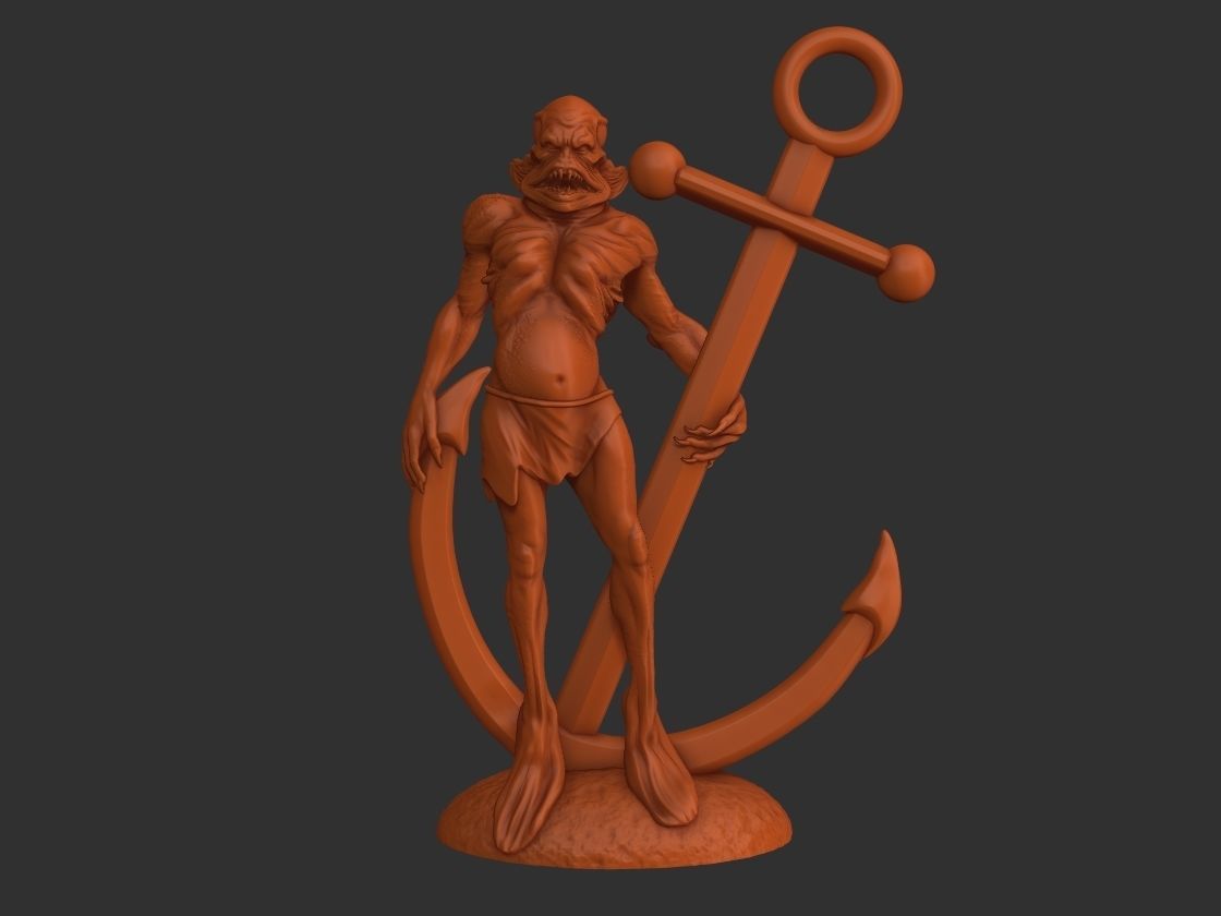 Merman figurine 3D print model_5