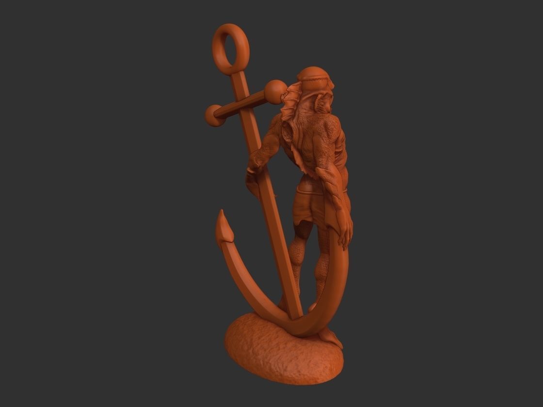 Merman figurine 3D print model_10