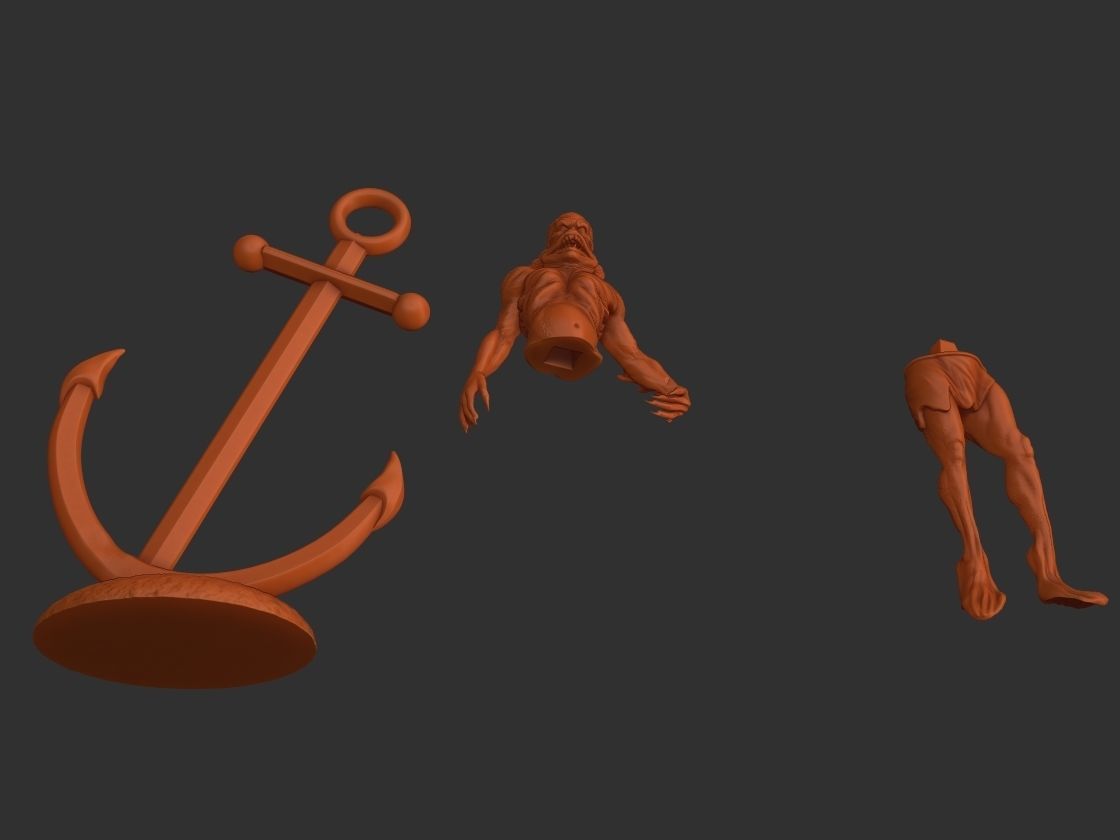 Merman figurine 3D print model_13