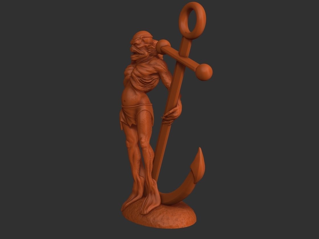 Merman figurine 3D print model_7