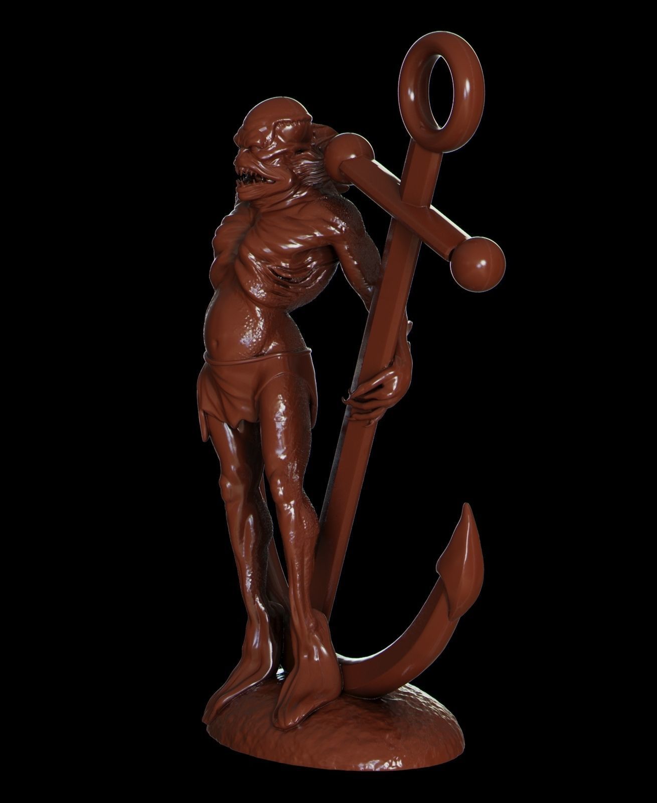 Merman figurine 3D print model_1